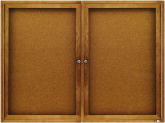 Quartet - 48" Wide x 36" High Enclosed Cork Bulletin Board - Natural (Color) - Caliber Tooling