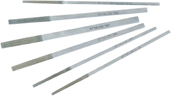 Strauss - 6.69" OAL Very Fine Flat Needle Diamond File - 0.157" Wide x 0.086" Thick, 1.97 LOC, Gray, 54 Grit - Caliber Tooling