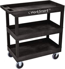 Value Collection - 500 Lb Capacity, 18" Wide x 35" Long x 36" High Shelf Cart - 3 Shelf, Plastic, 2 Rigid/2 Swivel Casters - Caliber Tooling