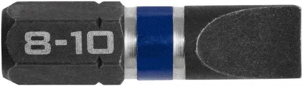 Irwin - 0.252" Slotted Screwdriver Bit - 1/4" Hex Drive, 1" OAL - Caliber Tooling