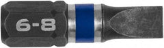 Irwin - 0.2204" Slotted Screwdriver Bit - 1/4" Hex Drive, 1" OAL - Caliber Tooling