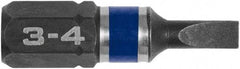 Irwin - 0.154" Slotted Screwdriver Bit - 1/4" Hex Drive, 1" OAL - Caliber Tooling