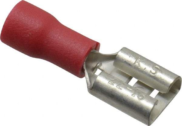 Thomas & Betts - 22 to 16 AWG, Vinyl, Fully Insulated, Female Wire Disconnect - 1/4 Inch Wide Tab, Red, RoHS Compliant, UL 94 V-0 - Caliber Tooling