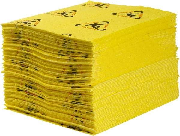 Brady SPC Sorbents - 30 Gal Capacity per Package, Chemical/Hazmat Mat - 19" Long x 15" Wide, Yellow, Polypropylene - Caliber Tooling