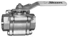 Sharpe Valves - 1/2" Pipe, Full Port, Carbon Steel Fire Safe Ball Valve - 3 Piece, Inline - One Way Flow, FNPT x FNPT Ends, Locking Lever Handle, 1,000 WOG, 125 WSP - Caliber Tooling