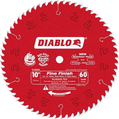 Freud - 10" Diam, 5/8" Arbor Hole Diam, 60 Tooth Wet & Dry Cut Saw Blade - Carbide-Tipped, Standard Round Arbor - Caliber Tooling