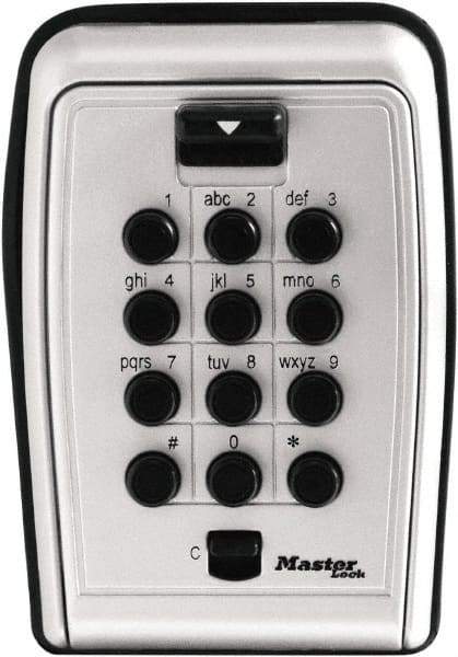 Master Lock - 3-1/8" Wide x 4.6" Overall Height, Push Button Combination, Wall Mount Key Safe - Zinc Finish - Caliber Tooling