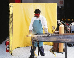 Singer Safety - 9 Ft. Wide x 6 Ft. High, 12 mil Thick Coated Vinyl Roll Up Welding Screen Kit - Yellow with Carrying Handle and Tie Strap - Caliber Tooling