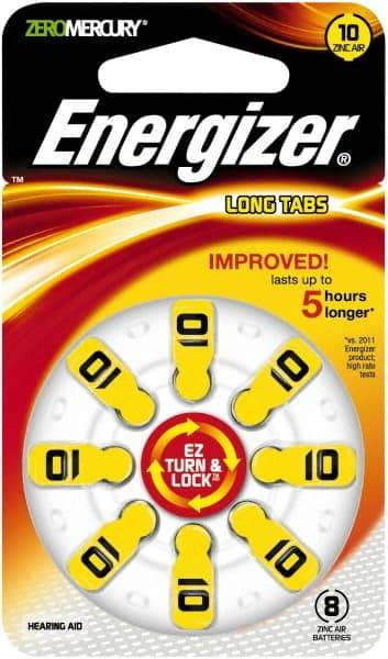 Energizer - Size 10, Zinc Air, 1 Pack, Hearing Aid Battery - 1.4 Volts, Button Tab Terminal, PR70 - Caliber Tooling