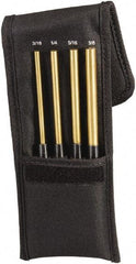 Starrett - 4 Piece, 3/16 to 3/8", Pin Punch Set - Round Shank, Brass, Comes in Pouch - Caliber Tooling