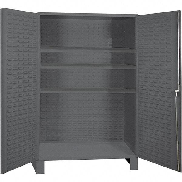 Durham - 3 Shelf Locking Storage Cabinet - Steel, 60" Wide x 24" Deep x 84" High, Gray - Caliber Tooling