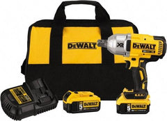 DeWALT - 3/4" Drive 20 Volt Mid-Handle Cordless Impact Wrench & Ratchet - 400/900/1,200 RPM, 0 to 2,400 BPM, 700 Ft/Lb Torque, 2 Lithium-Ion Batteries Included - Caliber Tooling