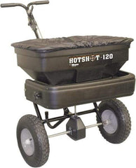 Meyer Products - 120 Lb Black Powder-Painted Steel & Polypropylene Walk Behind Broadcast Landscape Spreader - 13" Pneumatic Wheels - Caliber Tooling