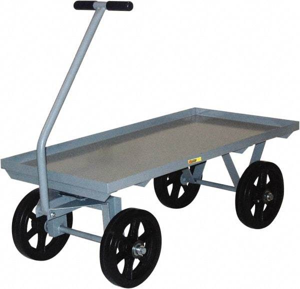 Little Giant - 3,500 Lb Capacity Steel Wagon Truck - Steel Deck, 36" OAW, 72" Platform Length x 16-1/2" Platform Height, Mold On Rubber Casters - Caliber Tooling