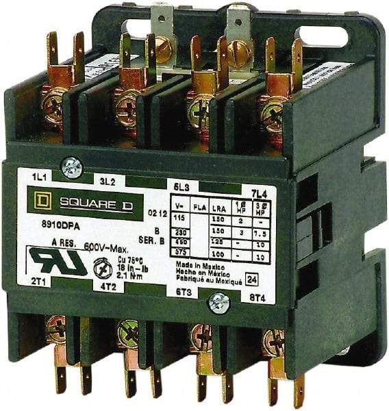 Square D - 4 Pole, 30 Amp Inductive Load, Definite Purpose Contactor - 40 Amp Resistive Rating - Caliber Tooling