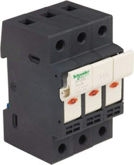 Schneider Electric - 3 Pole, 600 Volt, 32 Amp, DIN Rail Mount Fuse Holder - Compatible with 38mm Long x 52mm Wide and 10mm Diameter Fuse - Caliber Tooling