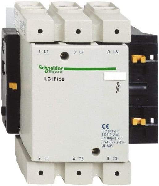 Schneider Electric - 3 Pole, 24 Coil VDC, 250 Amp at 440 VAC, Nonreversible IEC Contactor - Bureau Veritas, CCC, CSA, DNV, EN/IEC 60947-1, EN/IEC 60947-4-1, GL, JEM 1038, LROS, RINA, RMRoS, RoHS Compliant, UL Listed - Caliber Tooling