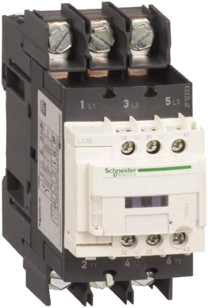 Schneider Electric - 3 Pole, 100 Coil VAC at 50/60 Hz, 65 Amp at 440 VAC, Nonreversible IEC Contactor - CCC, CSA, CSA C22.2 No. 14, EN/IEC 60947-4-1, EN/IEC 60947-5-1, GOST, RoHS Compliant, UL 508, UL Listed - Caliber Tooling