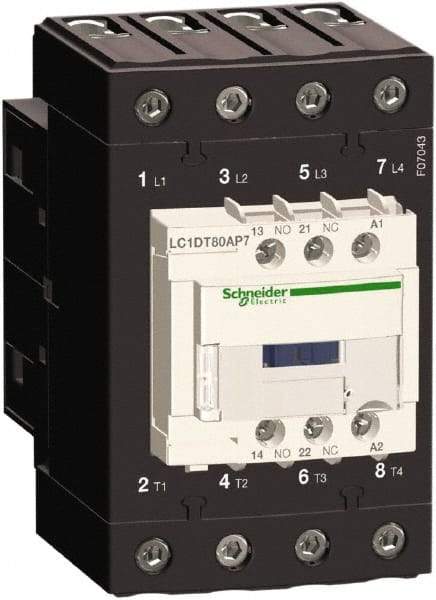 Schneider Electric - 4 Pole, 120 Coil VAC at 50/60 Hz, 80 Amp at 440 VAC, Nonreversible IEC Contactor - Bureau Veritas, CCC, CSA, CSA C22.2 No. 14, DNV, EN/IEC 60947-4-1, EN/IEC 60947-5-1, GL, GOST, LROS, RINA, UL 508, UL Listed - Caliber Tooling