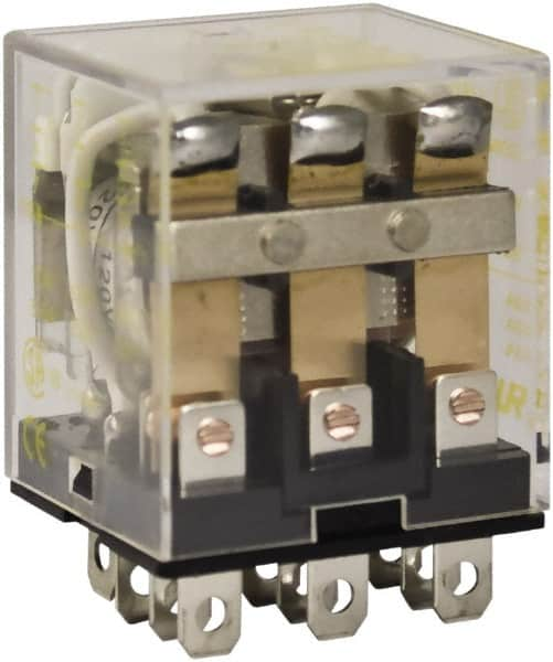 Square D - 1/2 hp at 120 Volt & 3/4 hp at 240 Volt, Electromechanical Plug-in General Purpose Relay - 10 Amp at 250 VAC, 3PDT, 24 VAC at 50/60 Hz - Caliber Tooling