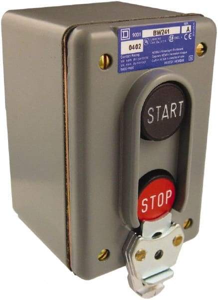 Schneider Electric - 2 Operator, Projecting Pushbutton Control Station - Start, Stop (Legend), Momentary Switch, NO/NC Contact, NEMA 4 - Caliber Tooling