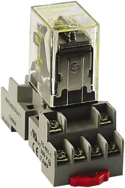 Square D - 14 Pins, 300 VAC, 10 Amp, Spade Relay Socket - DIN Rail Mount, Panel Mount, Screw Clamp Terminal - Caliber Tooling