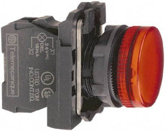 Schneider Electric - 250 V Red Lens LED Pilot Light - Round Lens, Screw Clamp Connector, 30mm Wide, Vibration Resistant, Water Resistant - Caliber Tooling