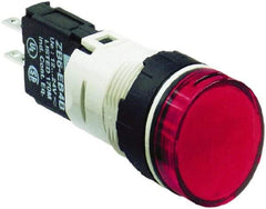 Schneider Electric - 12-24 VAC/VDC Red Lens LED Pilot Light - Round Lens, Quick Connect Connector, 18mm Wide, Vibration Resistant - Caliber Tooling