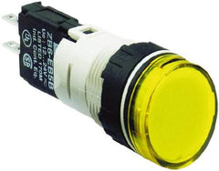 Schneider Electric - 12-24 VAC/VDC Yellow Lens LED Pilot Light - Round Lens, Quick Connect Connector, 18mm Wide, Vibration Resistant - Caliber Tooling