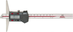 SPI - 0mm to 150mm ABS Plastic (Case) Electronic Depth Gage - 0.02mm Accuracy, 0.01mm Resolution, 4" Base Length - Caliber Tooling