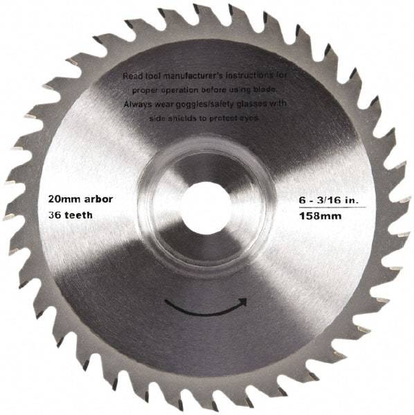 QEP - 6-3/16" Diam, 20mm Arbor Hole Diam, 36 Tooth Wet & Dry Cut Saw Blade - Tungsten Carbide-Tipped, Crosscut Action, Standard Round Arbor - Caliber Tooling