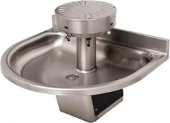 Acorn Engineering - Semi-Circular, Infrared Sensor, Wall Outlet Drain, 38" Diam, 3 Person Capacity, Stainless Steel, Wash Fountain - 0.5 GPM - Caliber Tooling