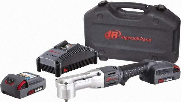 Ingersoll-Rand - 3/8" Drive 20 Volt Angled Cordless Impact Wrench & Ratchet - 1,900 RPM, 3,000 BPM, 180 Ft/Lb Torque, 2 Lithium-Ion Batteries Included - Caliber Tooling