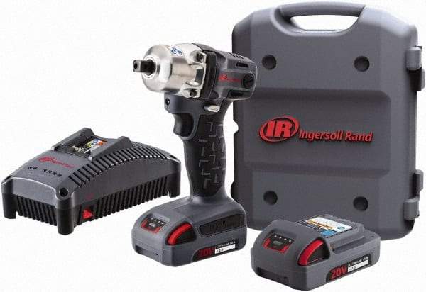 Ingersoll-Rand - 1/2" Drive 20 Volt Pistol Grip Cordless Impact Wrench & Ratchet - 1,900 RPM, 2,800 BPM, 160 Ft/Lb Torque, 2 Lithium-Ion Batteries Included - Caliber Tooling