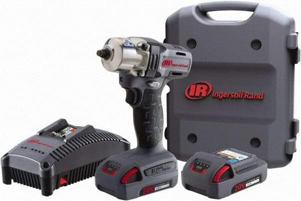 Ingersoll-Rand - 1/2" Drive 20 Volt Pistol Grip Cordless Impact Wrench & Ratchet - 1,700 RPM, 2,900 BPM, 160 Ft/Lb Torque, 2 Lithium-Ion Batteries Included - Caliber Tooling