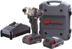 Ingersoll-Rand - 1/4" Drive 20 Volt Pistol Grip Cordless Impact Wrench & Ratchet - 1,900 RPM, 2,800 BPM, 160 Ft/Lb Torque, 2 Lithium-Ion Batteries Included - Caliber Tooling