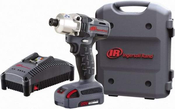 Ingersoll-Rand - 1/4" Drive 20 Volt Pistol Grip Cordless Impact Wrench & Ratchet - 1,900 RPM, 2,800 BPM, 160 Ft/Lb Torque, 1 Lithium-Ion Battery Included - Caliber Tooling