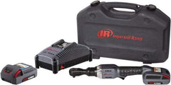 Ingersoll-Rand - 3/8" Drive 20 Volt Angled Cordless Impact Wrench & Ratchet - 225 RPM, 54 Ft/Lb Torque, 2 Lithium-Ion Batteries Included - Caliber Tooling