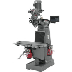 Jet - 9" Table Width x 42" Table Length, Variable Speed Pulley Control, 1 Phase Knee Milling Machine - R8 Spindle Taper, 2 hp - Caliber Tooling