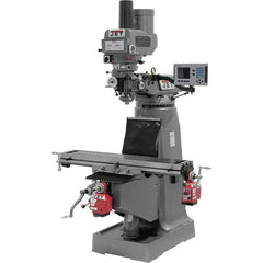 Jet - 9" Table Width x 49" Table Length, Variable Speed Pulley Control, 3 Phase Knee Milling Machine - R8 Spindle Taper, 3 hp - Caliber Tooling