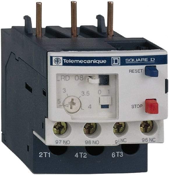 Schneider Electric - 5.5 to 8 Amp, 690 VAC, Thermal IEC Overload Relay - Trip Class 10A, For Use with LC1D09 and LC1D38 - Caliber Tooling