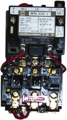 Square D - 24 Coil VAC at 60 Hz, 27 Amp, NEMA Size 1, Nonreversible Open Enclosure NEMA Motor Starter - 3 Phase hp: 10 at 460 VAC, 10 at 575 VAC, 7-1/2 at 200 VAC, 7-1/2 at 230 VAC - Caliber Tooling