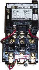 Square D - 110 Coil VAC at 50 Hz, 120 Coil VAC at 60 Hz, 18 Amp, Nonreversible Open Enclosure NEMA Motor Starter - 3 Phase hp: 3 at 200 VAC, 3 at 230 VAC, 5 at 460 VAC, 5 at 575 VAC - Caliber Tooling