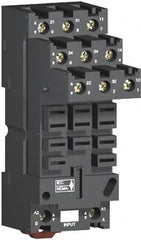 Schneider Electric - 250 Volt, 12 Amp, Flat Relay Socket - DIN Rail Mount, Panel Mount, IP20, Box Lug Separate Terminal - Caliber Tooling