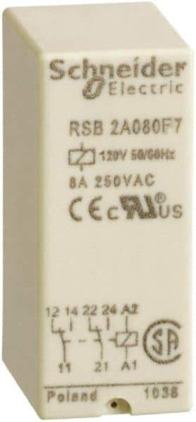 Schneider Electric - 2,000 VA Power Rating, Electromechanical Plug-in General Purpose Relay - 8 Amp at 250 VAC & 28 VDC, 2CO, 120 VAC - Caliber Tooling