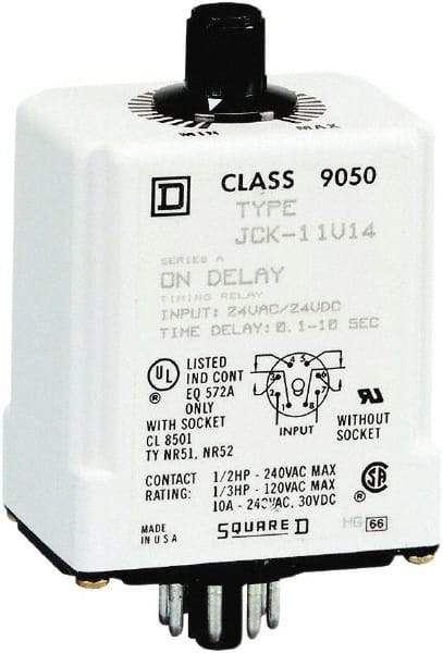 Square D - DPDT Time Delay Relay - 10 Contact Amp, 24 VAC/VDC - Caliber Tooling