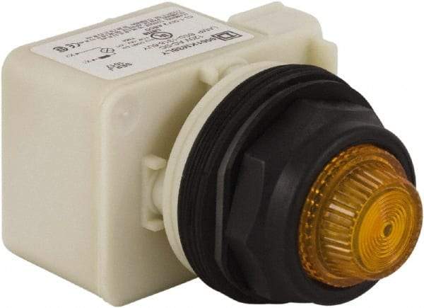 Schneider Electric - 120 V Amber Lens LED Indicating Light - Round Lens, Screw Clamp Connector, Corrosion Resistant, Dust Resistant, Oil Resistant - Caliber Tooling