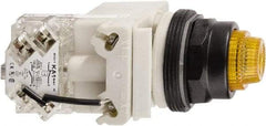 Schneider Electric - 120 V Amber Lens LED Press-to-Test Indicating Light - Octagonal Lens, Screw Clamp Connector - Caliber Tooling