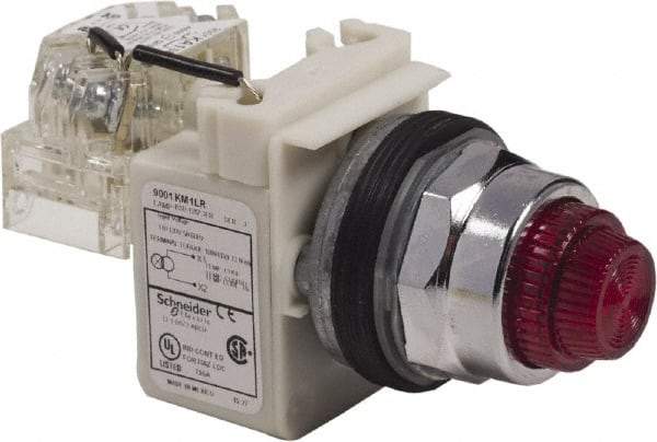 Schneider Electric - 120 VAC Red Lens LED Pilot Light - Round Lens, Screw Clamp Connector - Caliber Tooling