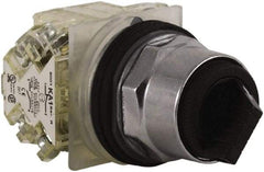 Schneider Electric - 30mm Mount Hole, 2 Position, Knob and Pushbutton Operated, Selector Switch - Black, Maintained (MA), 2NO/2NC, Weatherproof and Dust and Oil Resistant - Caliber Tooling